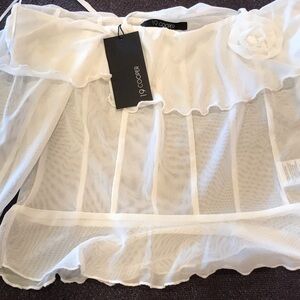 19 Cooper White Sheer Ruffle Blouse